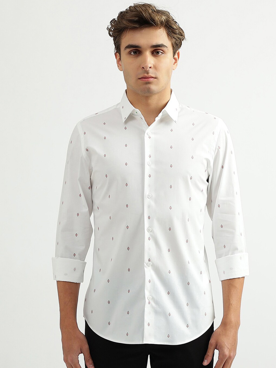

United Colors of Benetton Men Slim Fit Printed Casual Cotton Shirt, White