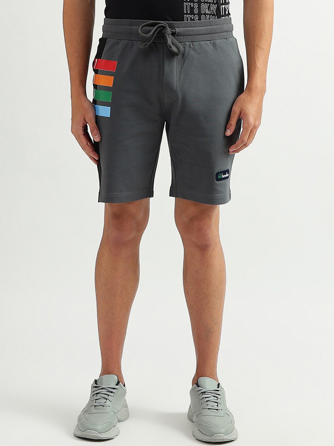 

United Colors of Benetton Men Mid-Rise Cotton Sports Shorts, Charcoal