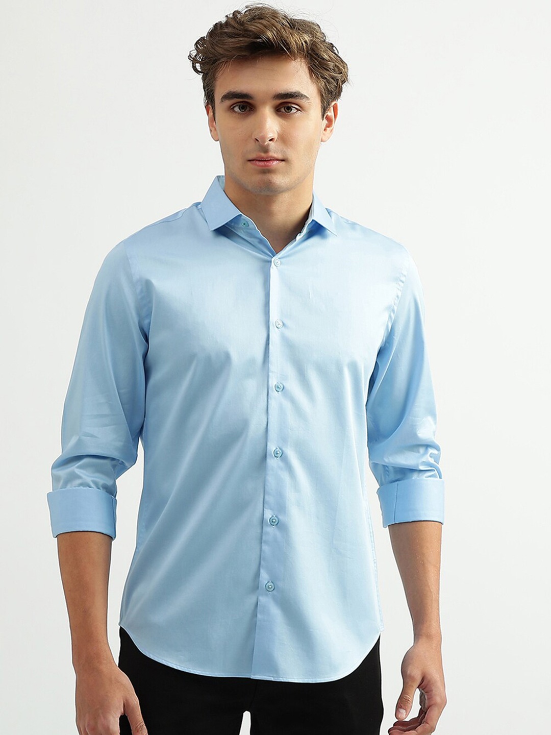 

United Colors of Benetton Men Slim Fit Formal Cotton Shirt, Blue