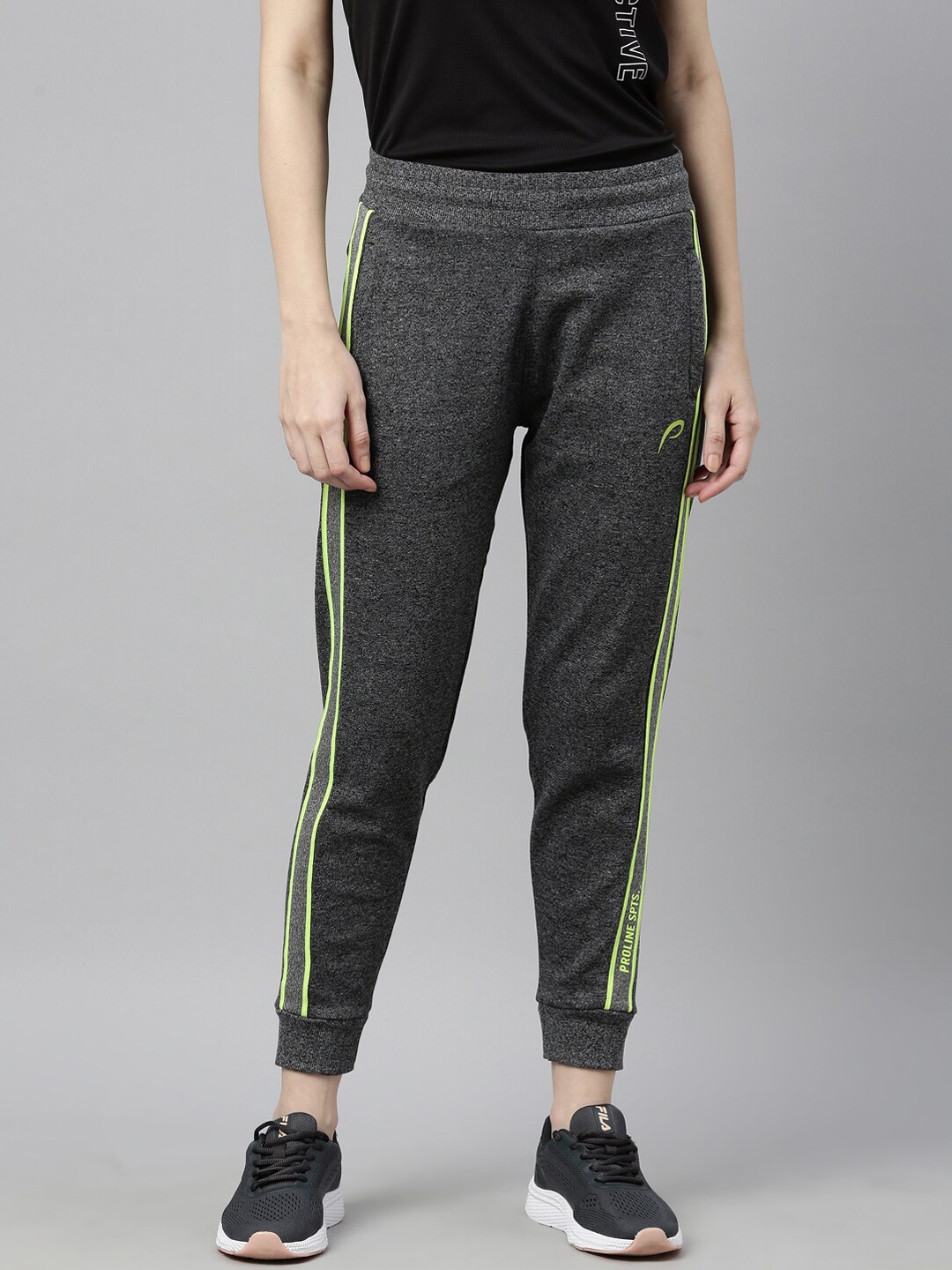 

Proline Active Women Striped Antimicrobial Cotton Jogger, Black