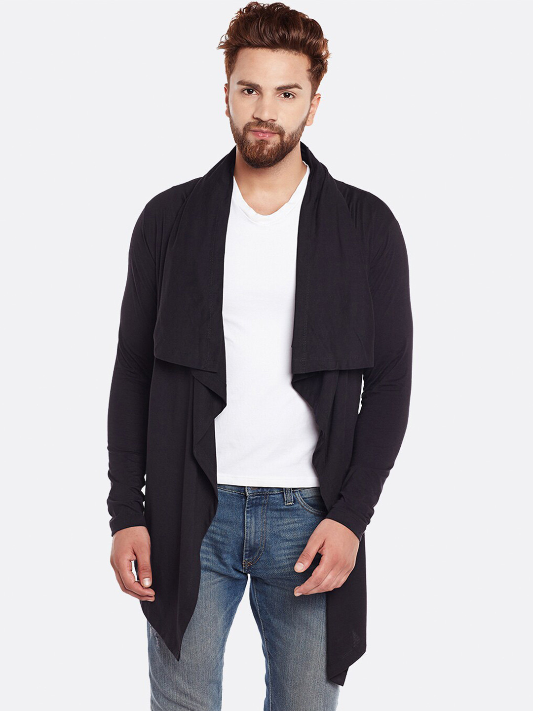 

CHILL WINSTON Men Longline Waterfall Shrug, Black