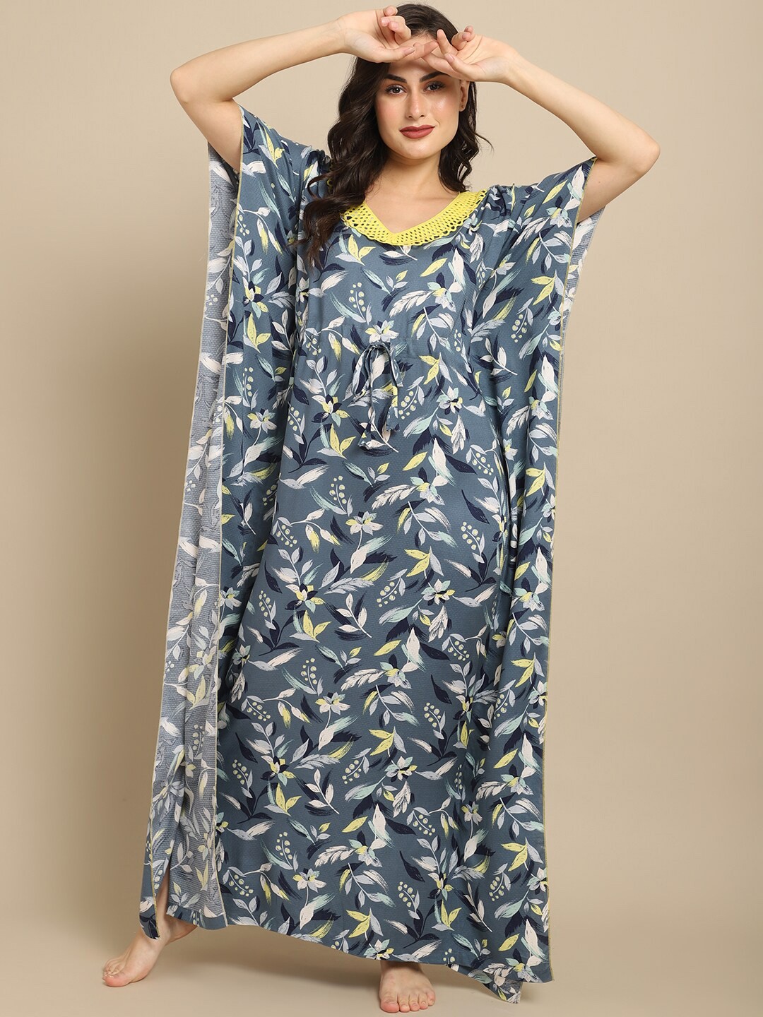 

Claura Printed Maxi Nightdress, Grey