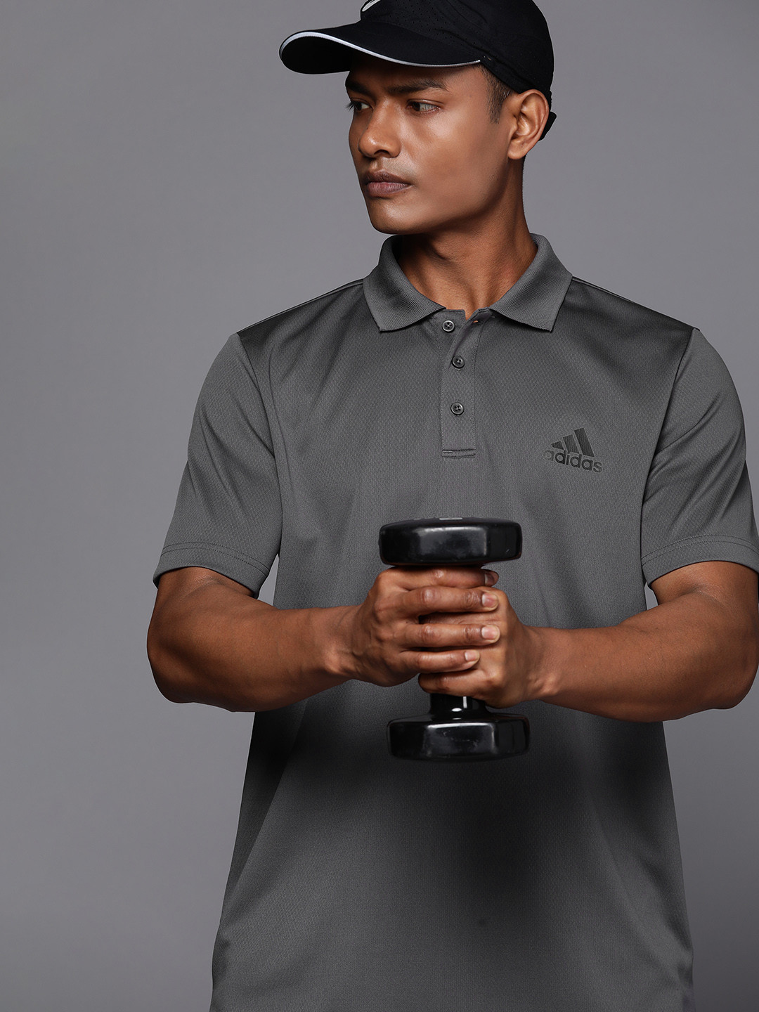 

ADIDAS Aeroready D2M Printed Polo Collar T-shirt, Grey