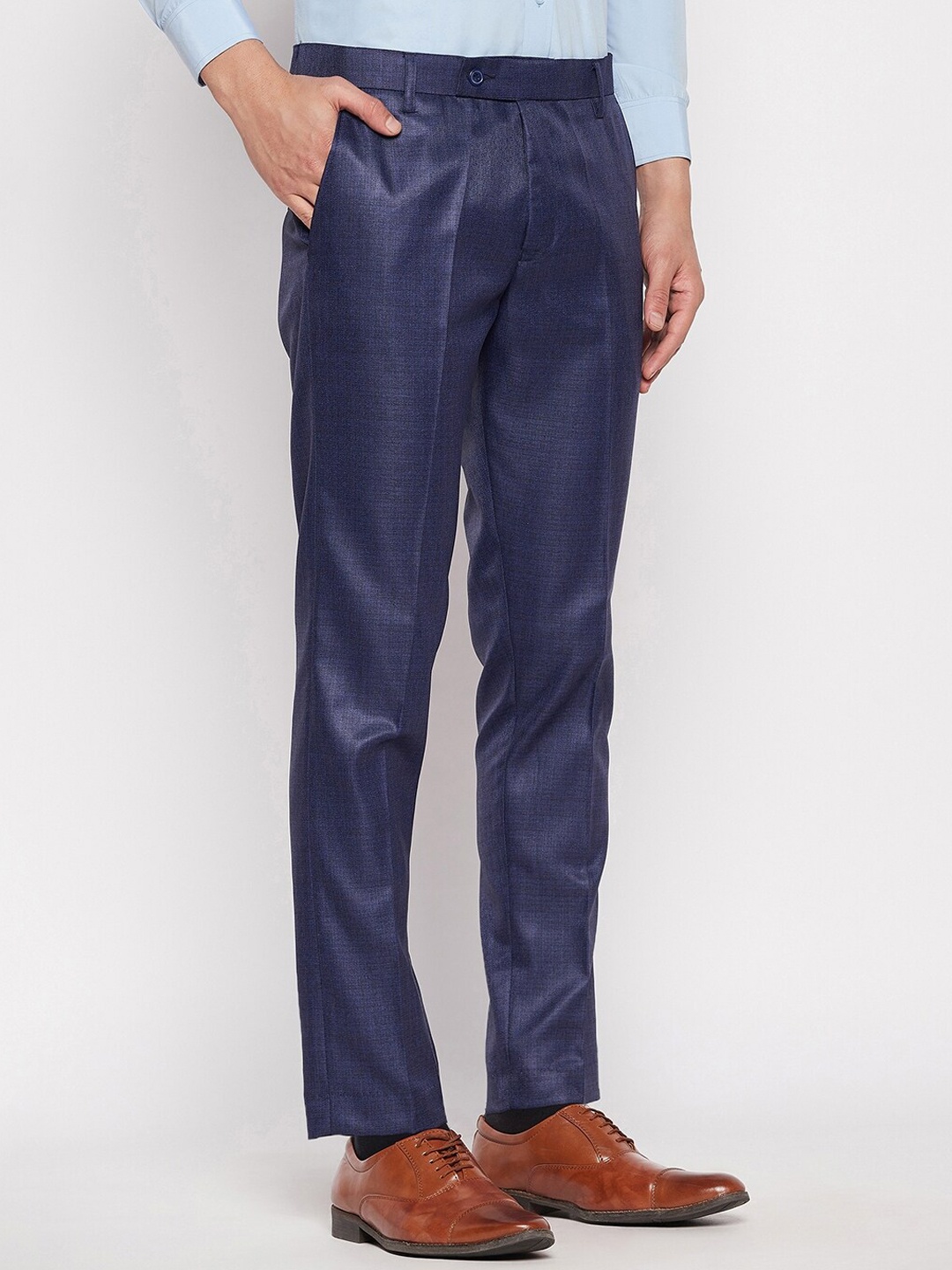 

VEI SASTRE Men Smart Slim Fit Trousers, Blue