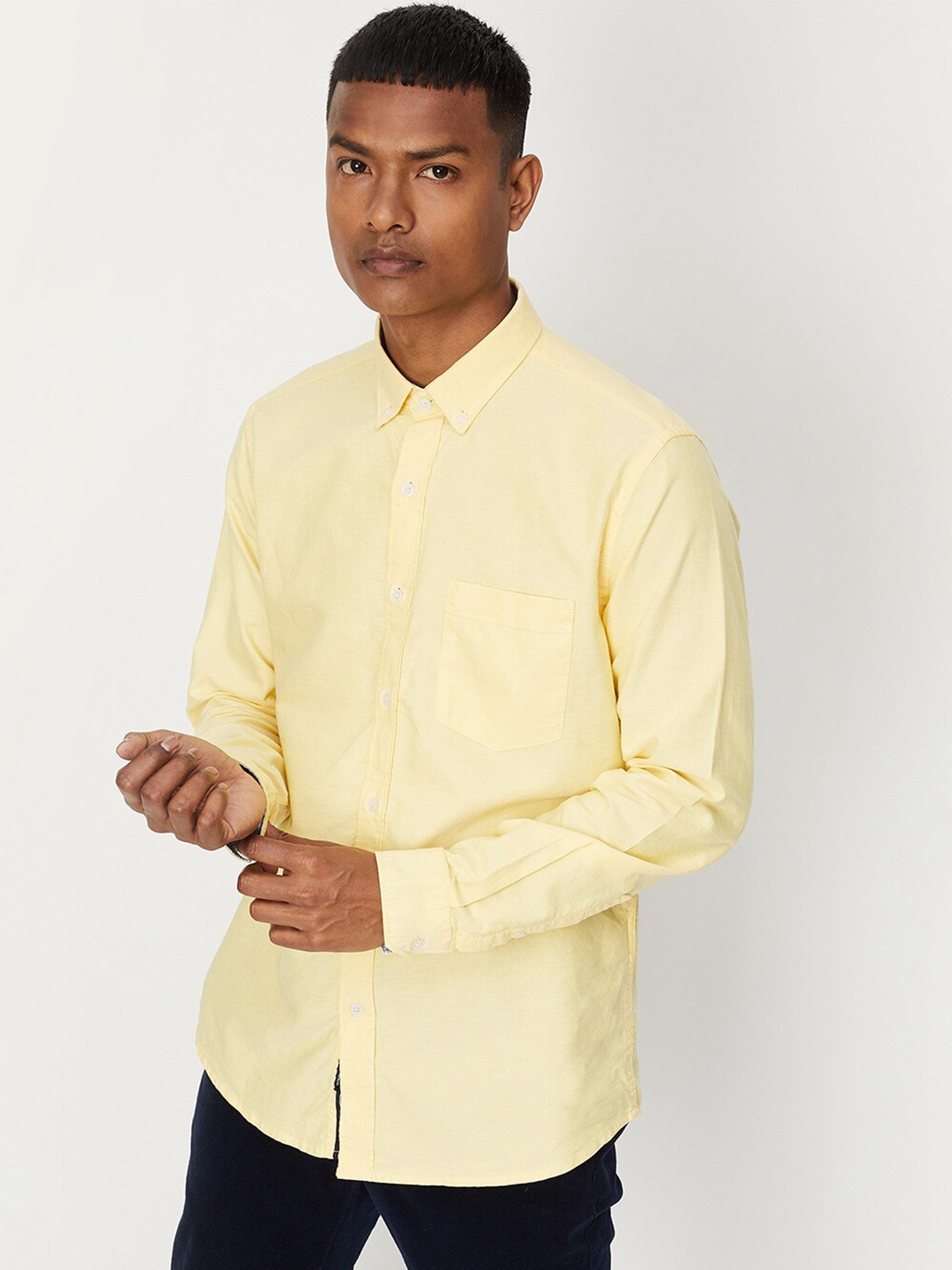 

max Men Casual Cotton Shirt, Yellow