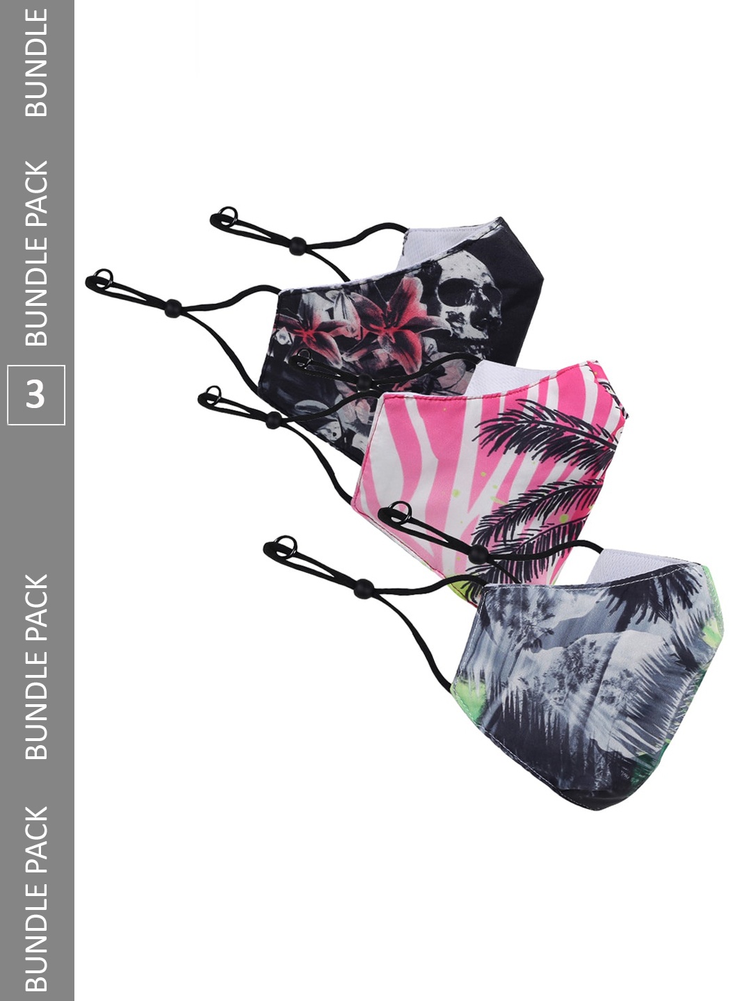 

KULTPRIT Pack of 3 Printed Pure Cotton Outdoor Cloth Masks, Pink