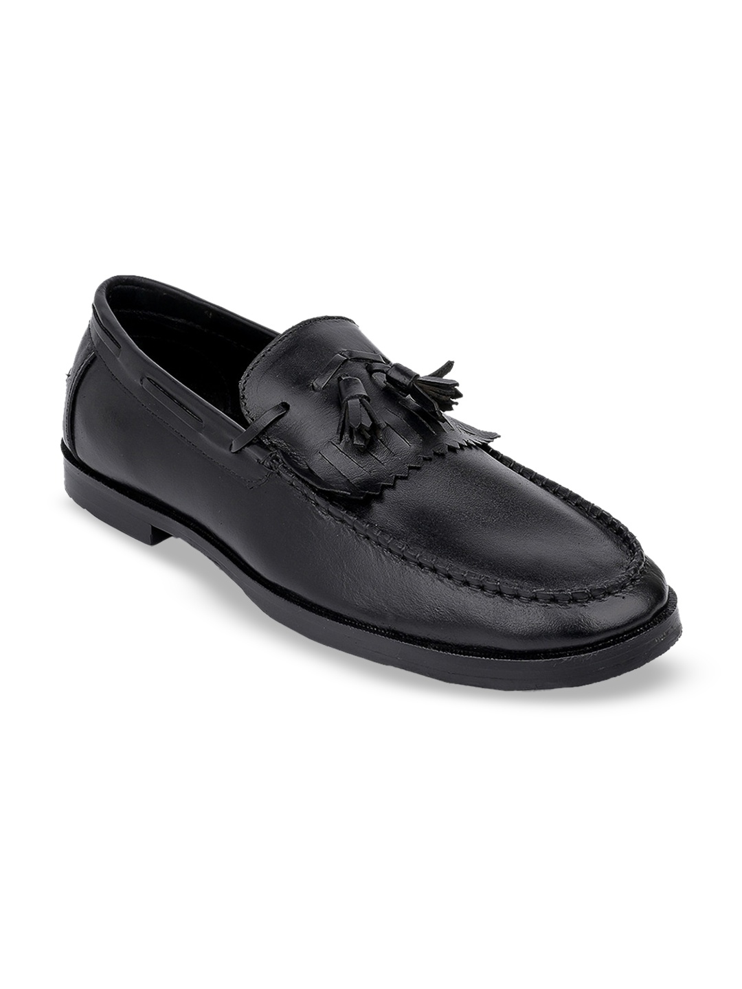 

LA BOTTE Men Leather Padded Tassel Loafers, Black