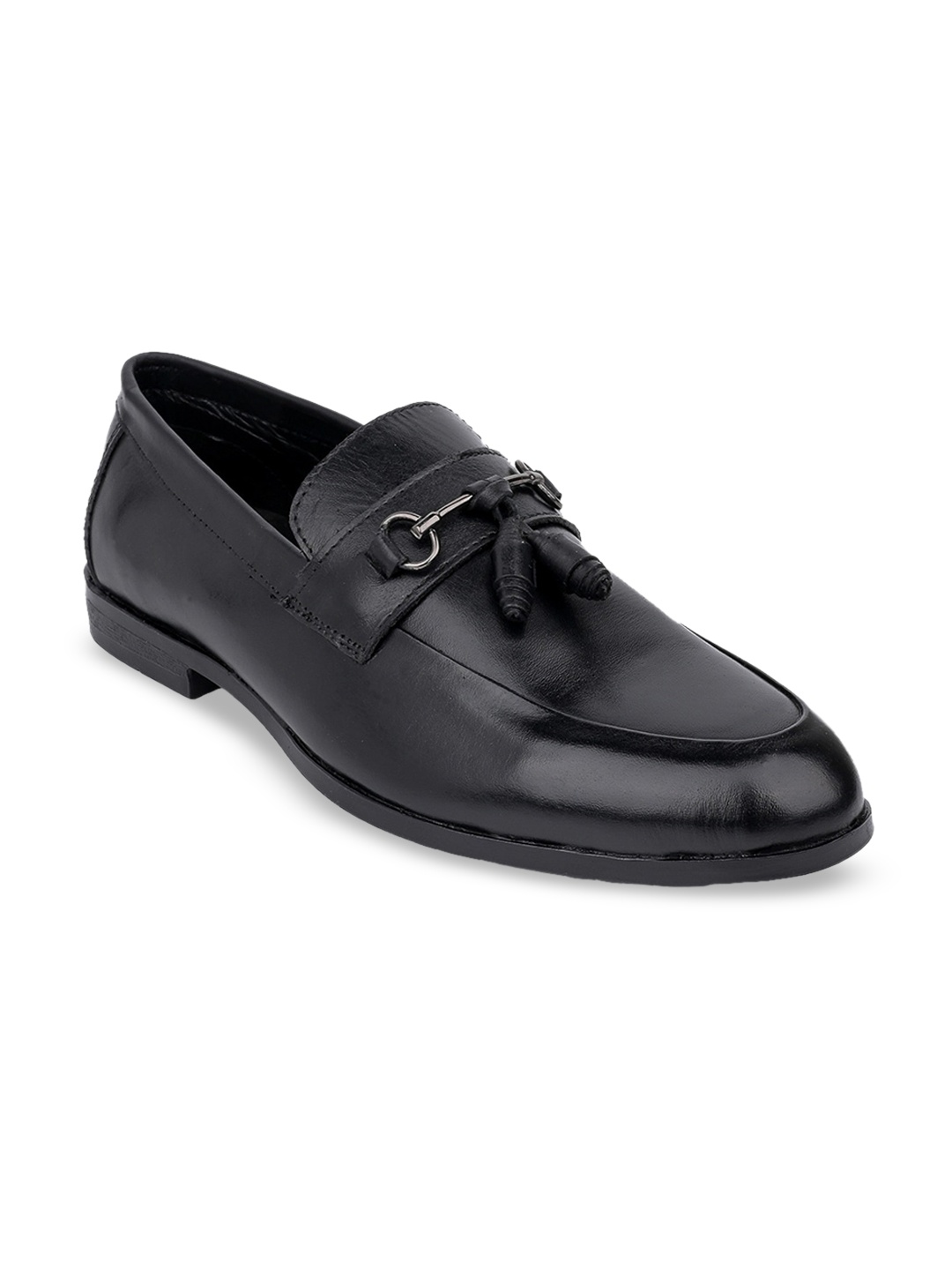 

LA BOTTE Men Leather Padded Tassel Loafers, Black