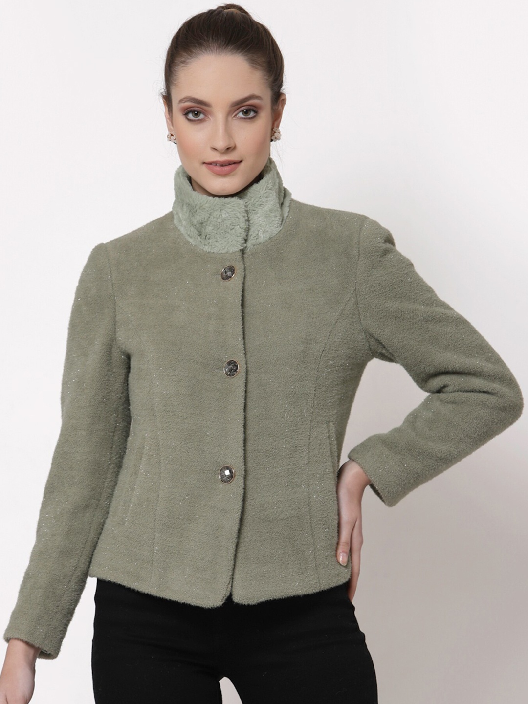 

Juelle Women Single-Breasted Over Coat, Green