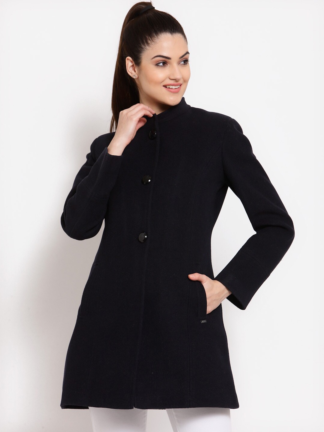 

Juelle Single-Breasted Over Coat, Navy blue