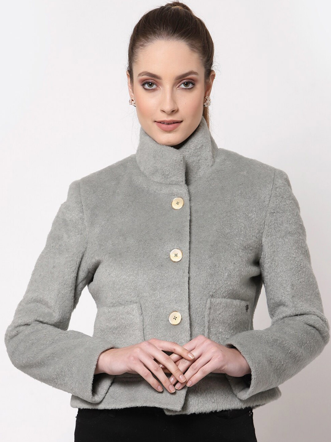 

Juelle Women Single-Breasted Pea Coats, Grey