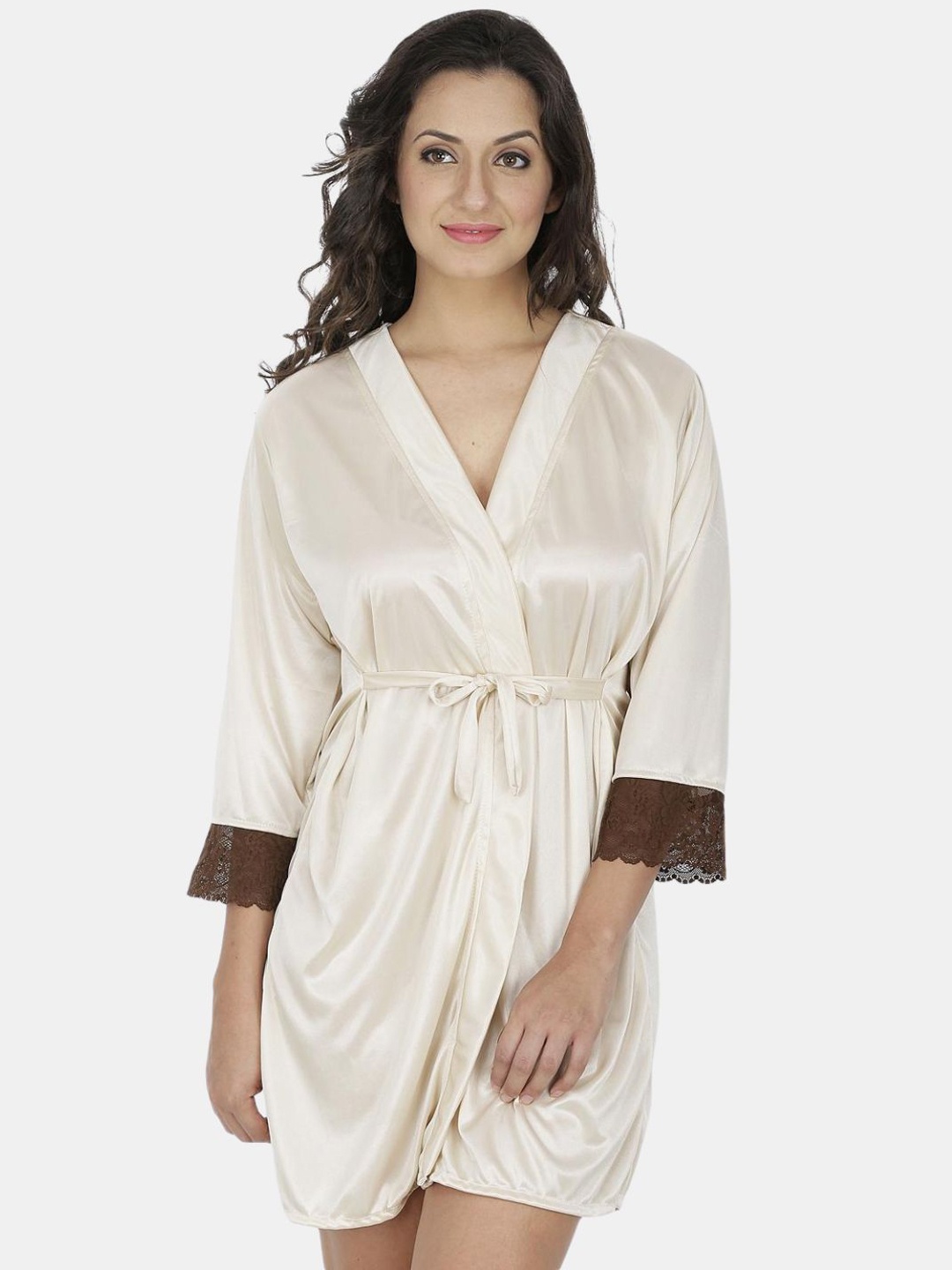 

Klamotten Women Satin Robe, Beige