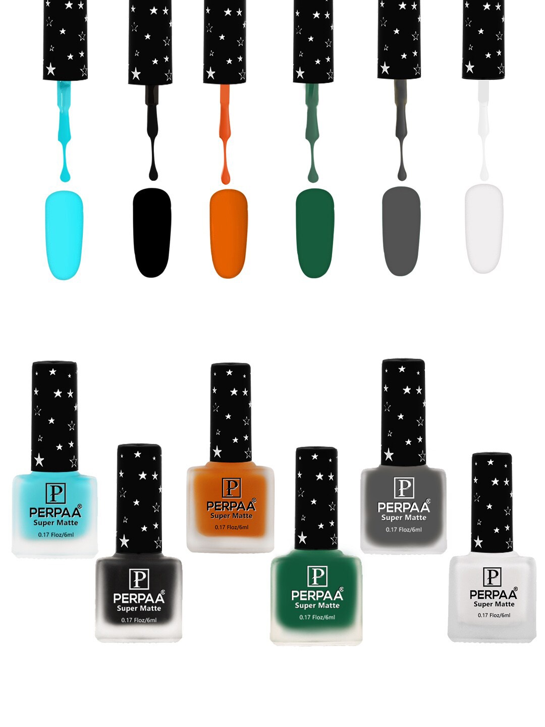 

PERPAA Set Of 6 Super Matte Gel Based Nail Polish - 6 ml Each, Multi