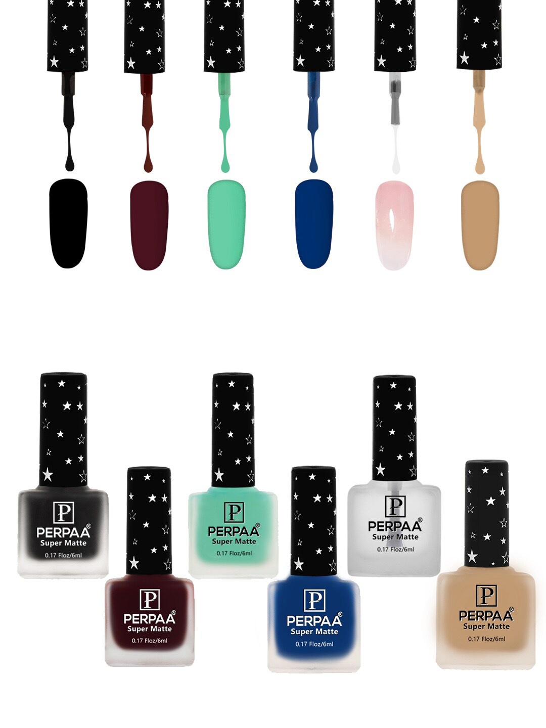 

PERPAA Set Of 6 Super Matte Gel Based Nail Polish - 6 ml Each, Multi