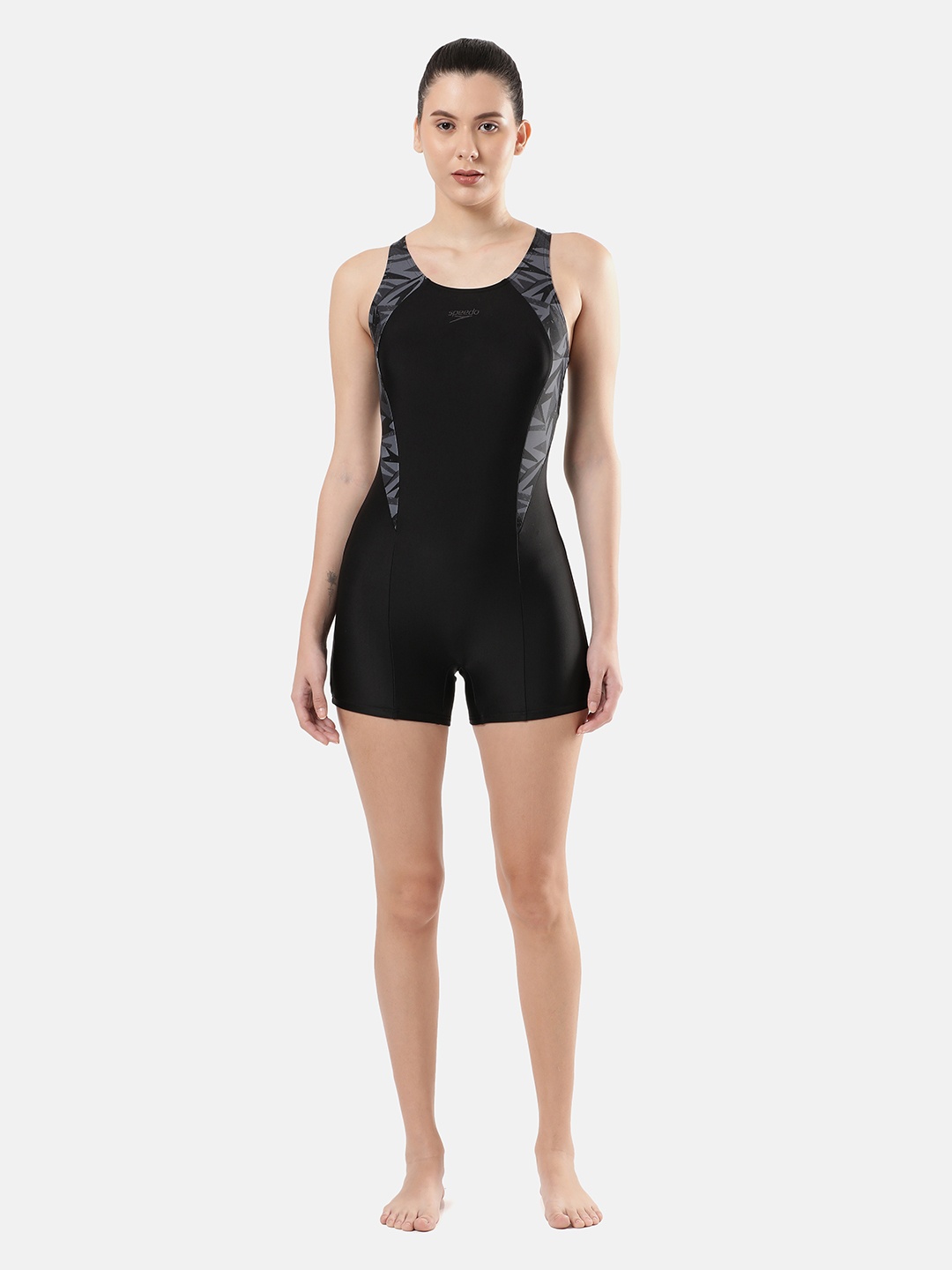 

Speedo Women Printed Hyperboom Splice Legsuit, Black