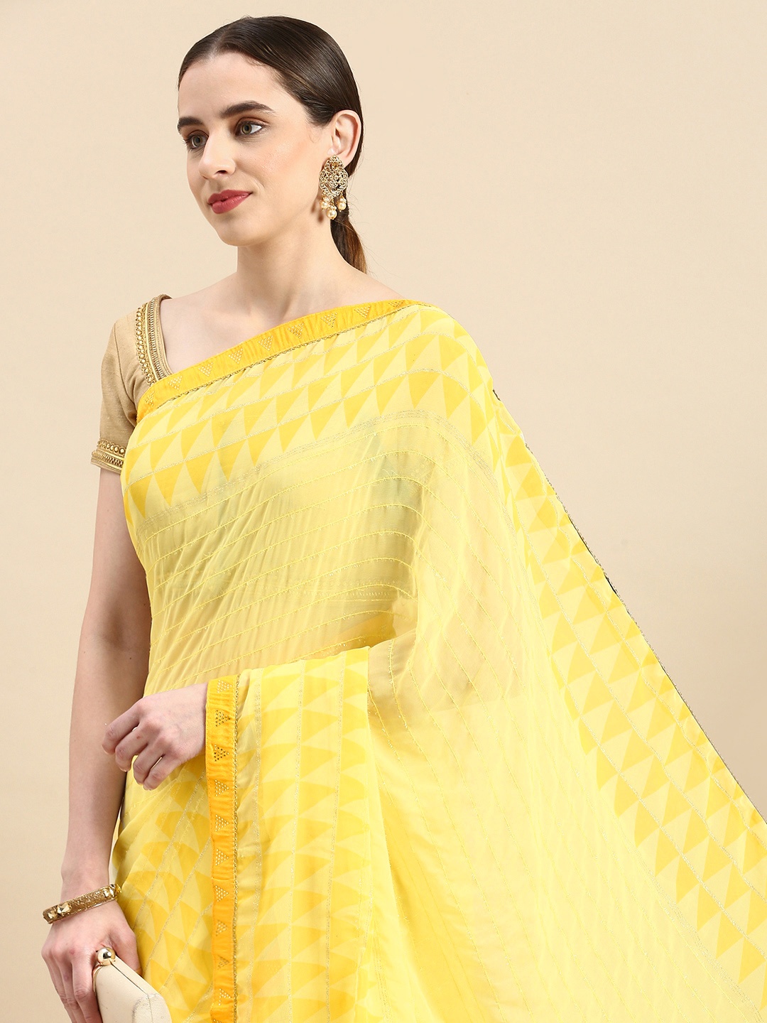 

Triveni Embellished Beads & Stones Saree, Yellow