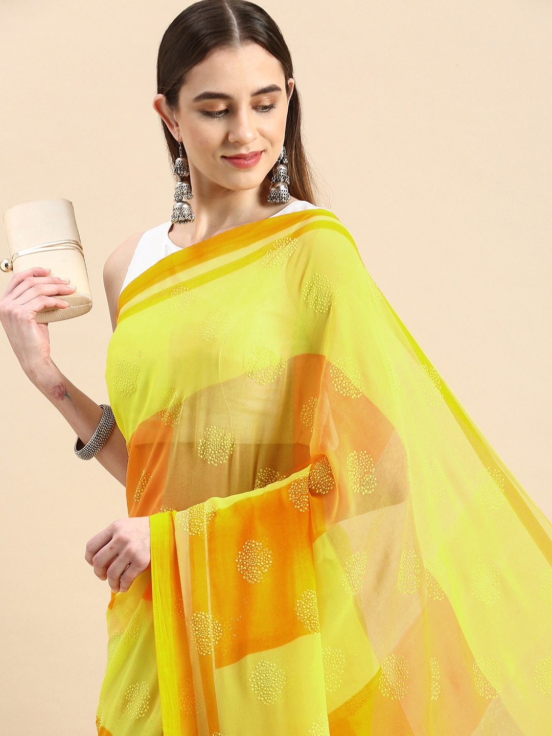 

Triveni Embellished Beads & Stones Saree, Yellow
