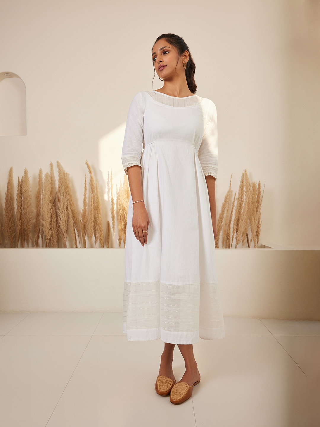 

AURELIA Midi Cotton Dress, White