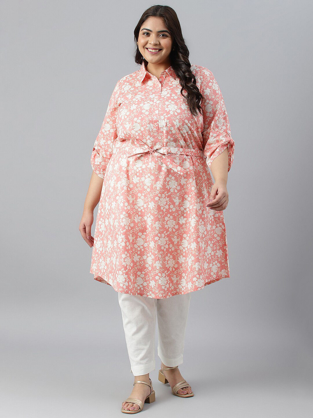 

AURELIA Women Orange Floral Printed Floral Kurta