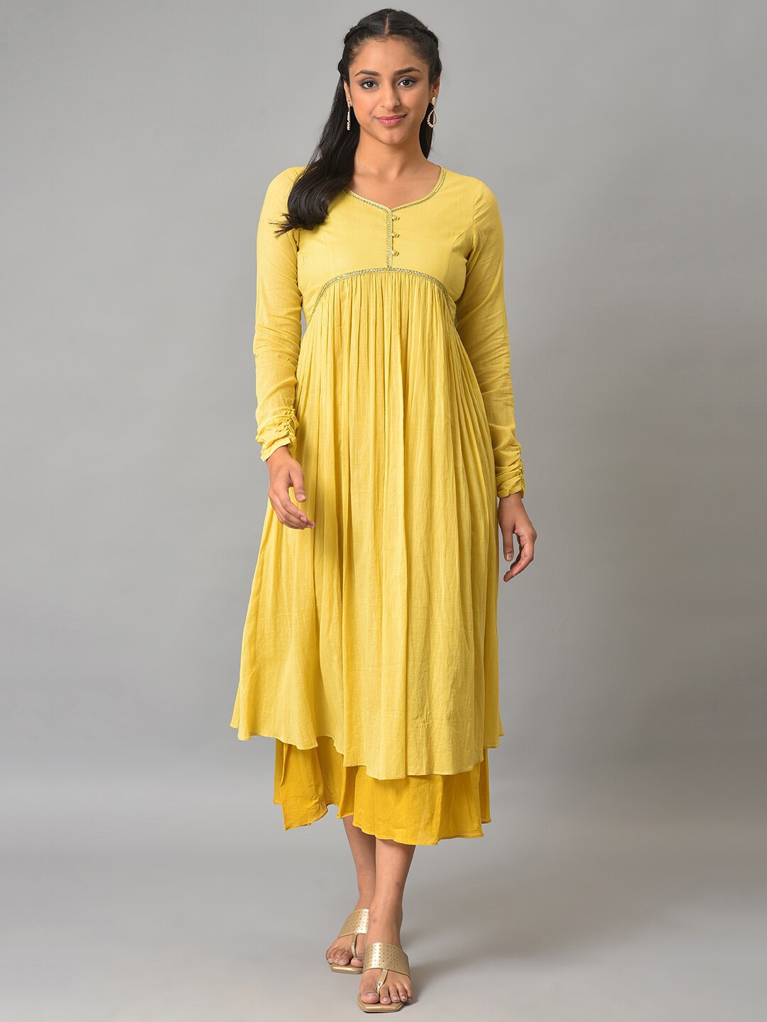 

AURELIA Fit & Flare Midi Dress, Yellow