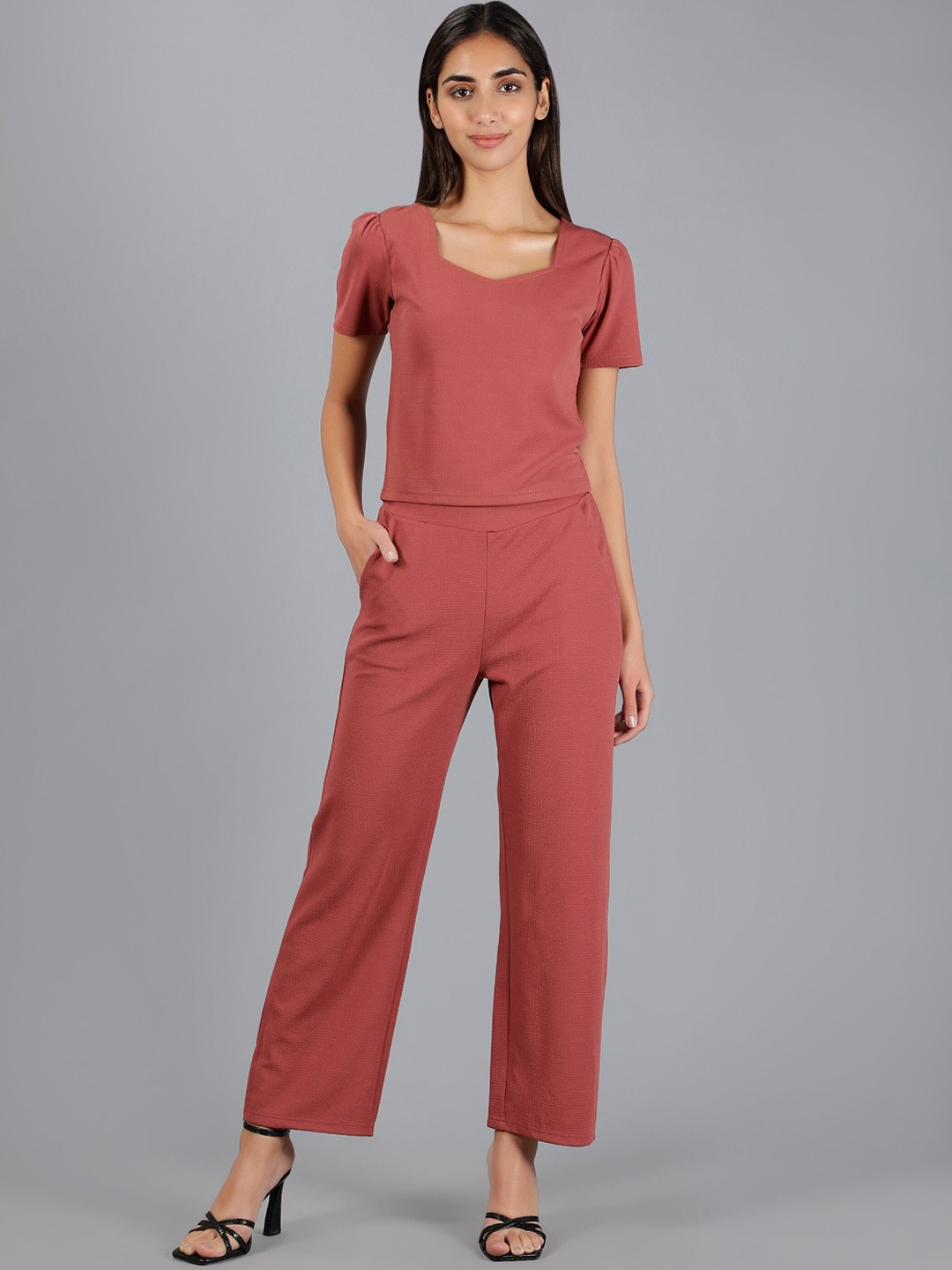 

NEUDIS Women Top & Trouser Co-Ord Set, Pink