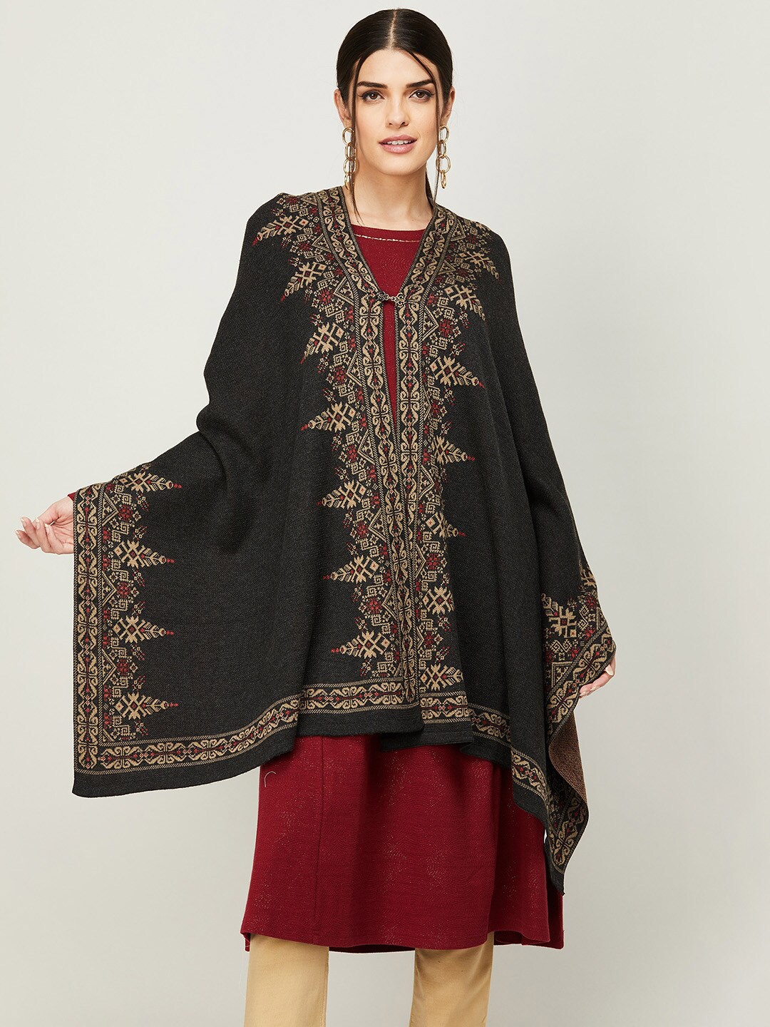 

Melange by Lifestyle Ethnic Motifs Printed Dupatta, Black