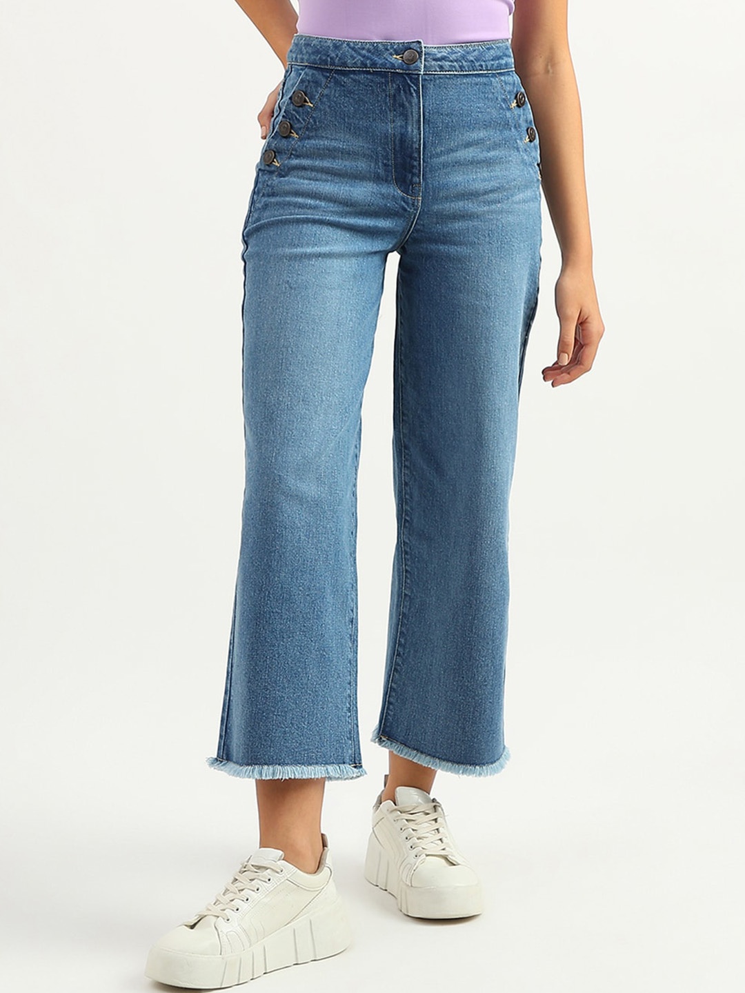 

United Colors of Benetton Women Blue High-Rise Light Fade Cotton Jeans