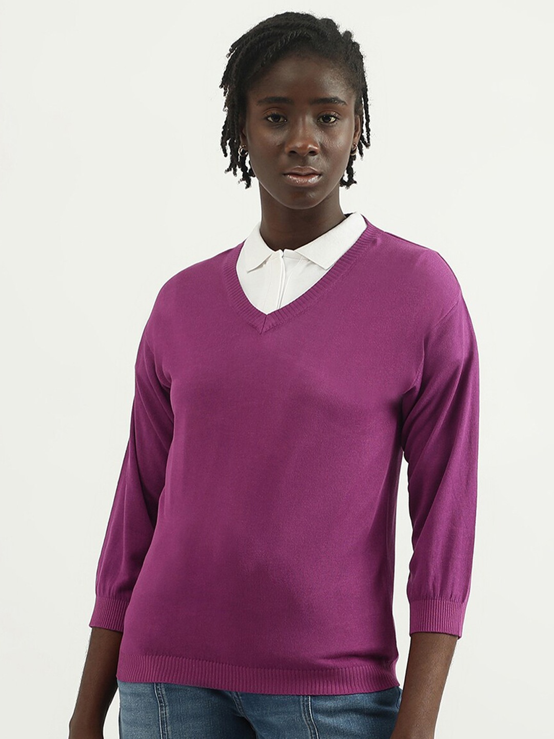 

United Colors of Benetton Women Pullover Sweater, Purple