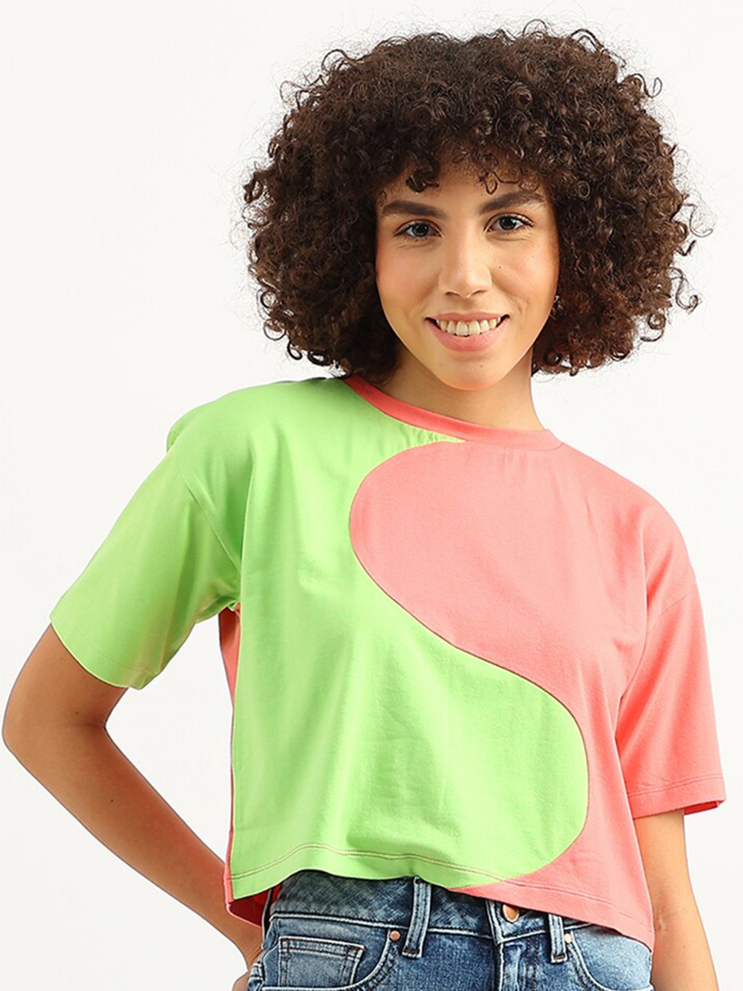 

United Colors of Benetton Women Cotton T-shirt, Green