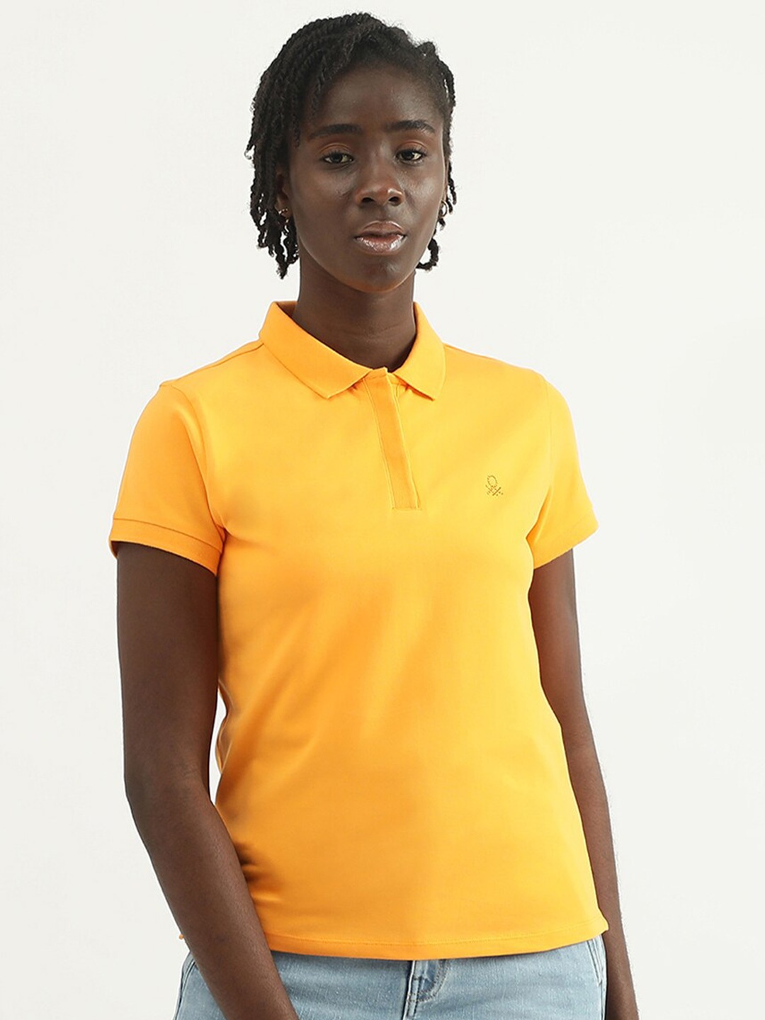 

United Colors of Benetton Women Polo Collar T-shirt, Yellow