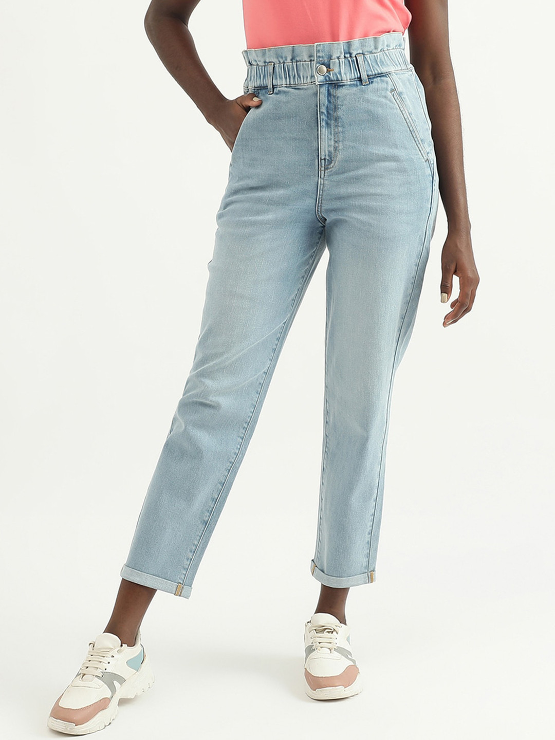

United Colors of Benetton Women High-Rise Cropped Jeans, Blue