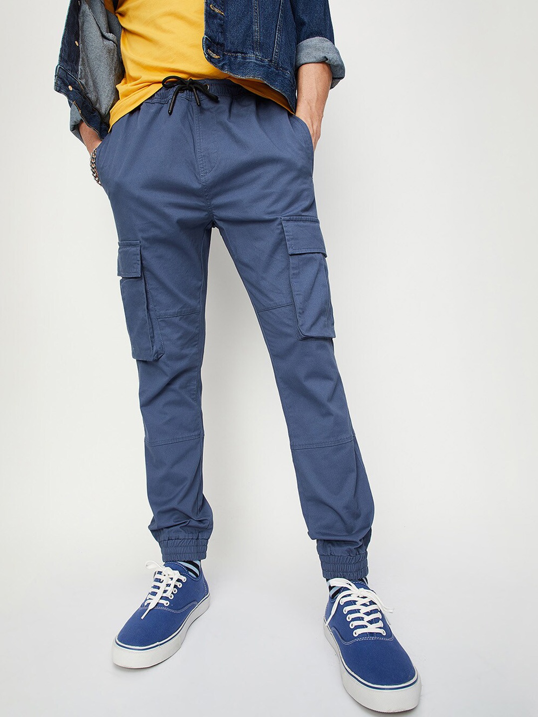 

max Men Cotton Joggers, Blue