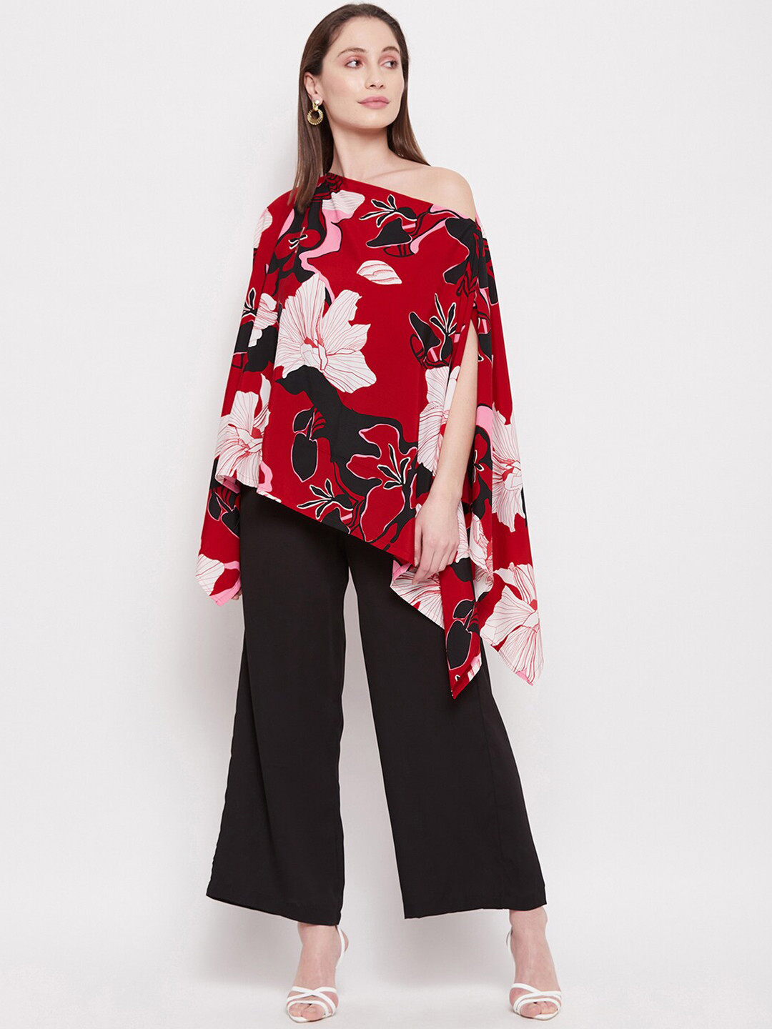 

Fashfun Women Printed Top & Trouser Co-ord Set, Red