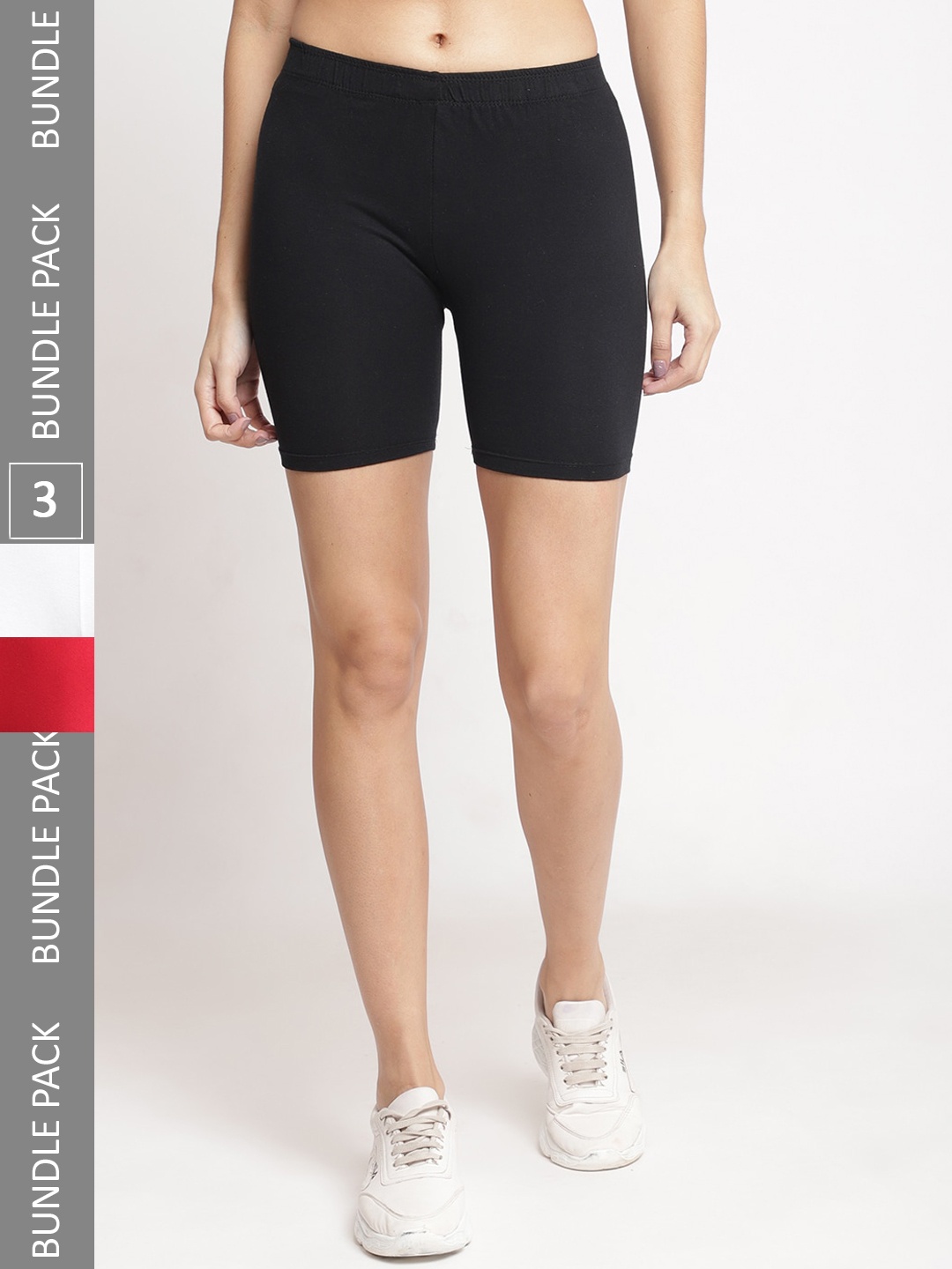 

Jinfo Women Pack of 3 Cotton Cycling Sports Shorts, Black