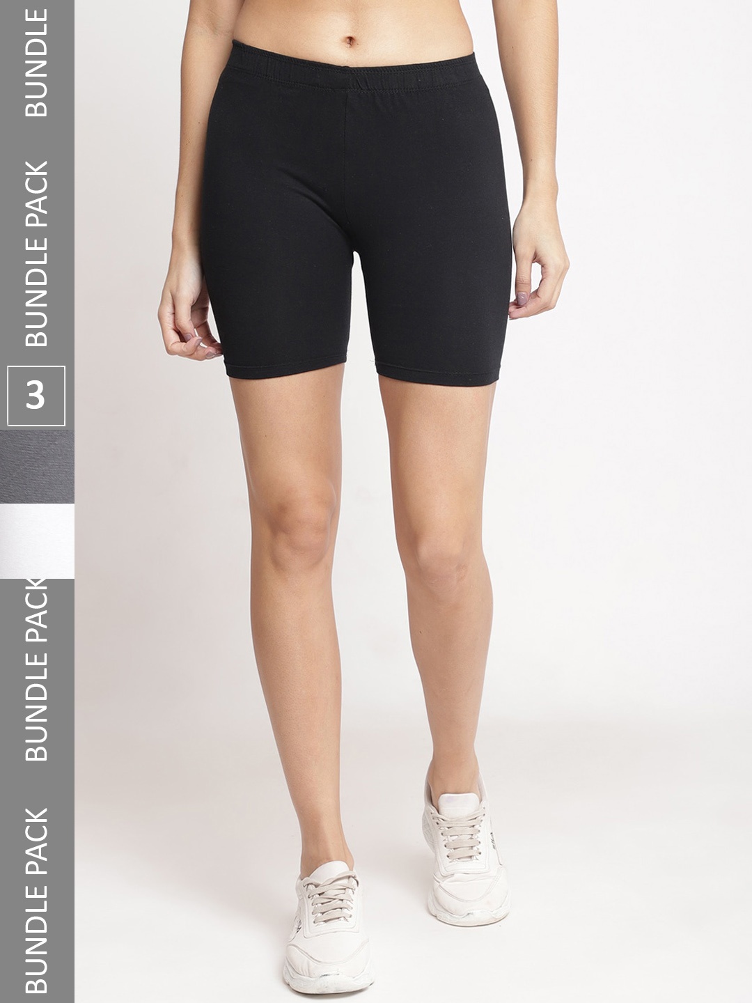 

Jinfo Women Pack of 3 Cotton Cycling Sports Shorts, Black