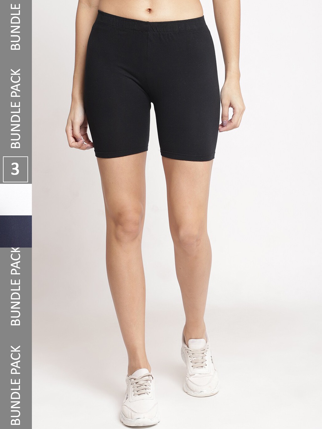 Jinfo Women Pack of 3 Cotton Cycling Sports Shorts, Black