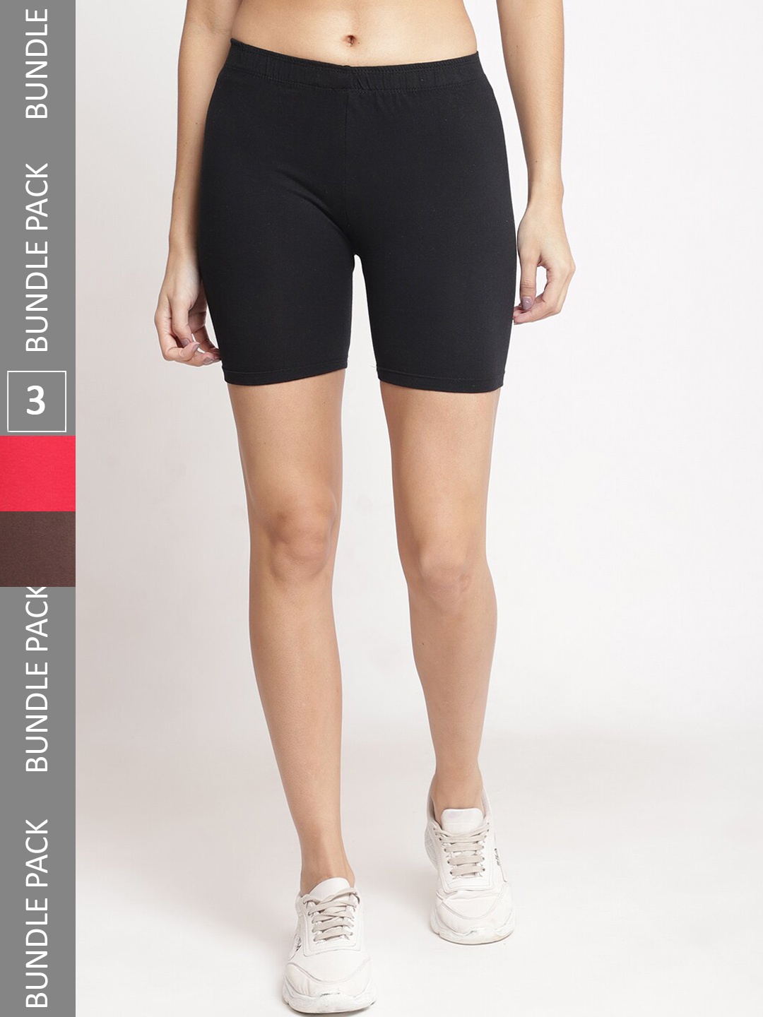 

Jinfo Women Pack of 3 Cotton Cycling Sports Shorts, Black