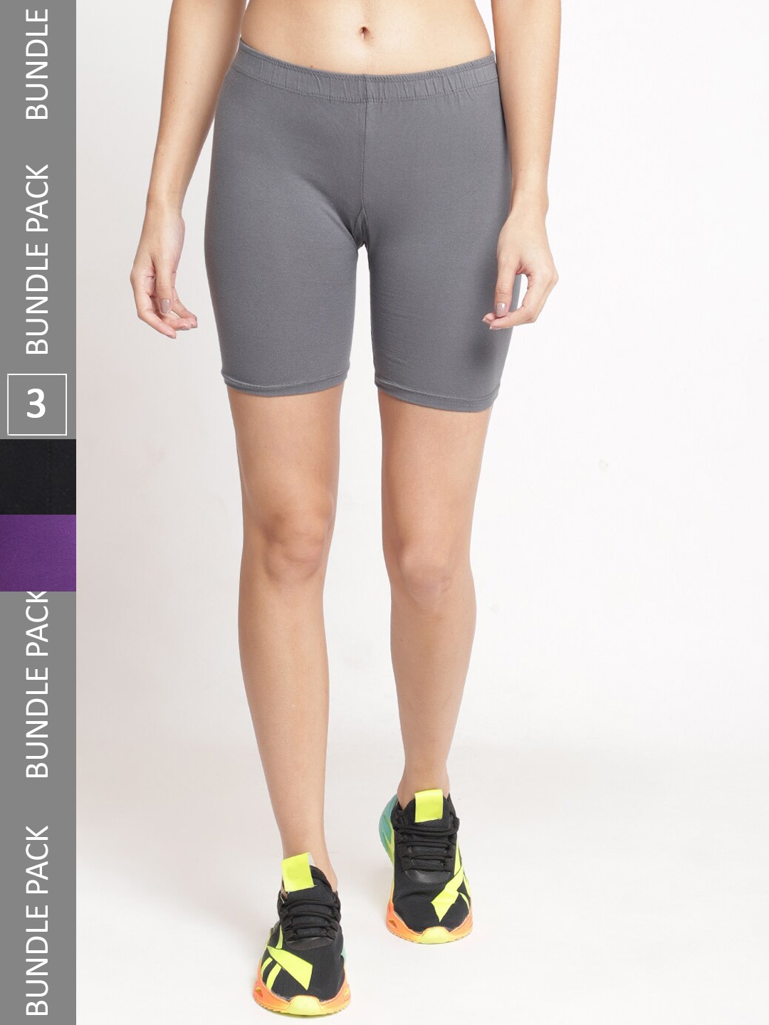 

Jinfo Women Pack Of 3 Cycling Sports Shorts, Black