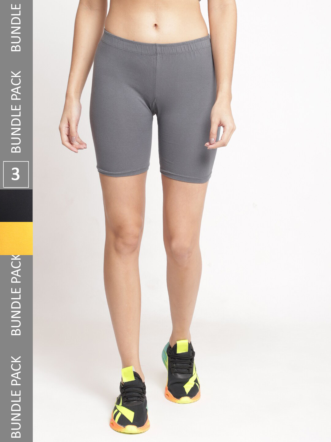 

Jinfo Women Pack of 3 Cotton Cycling Sports Shorts, Black