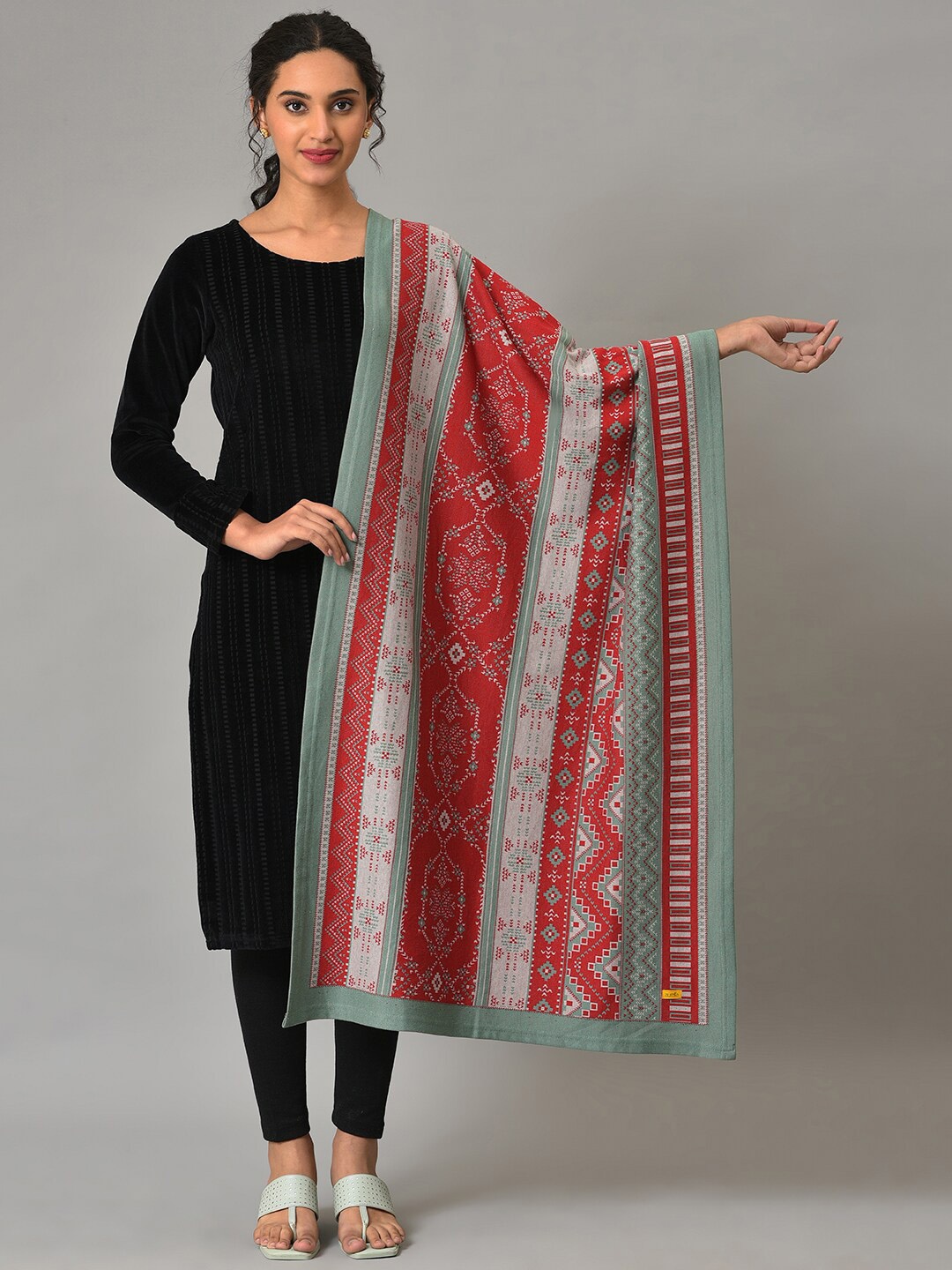 

AURELIA Ethnic Motifs Printed Dupatta, Red