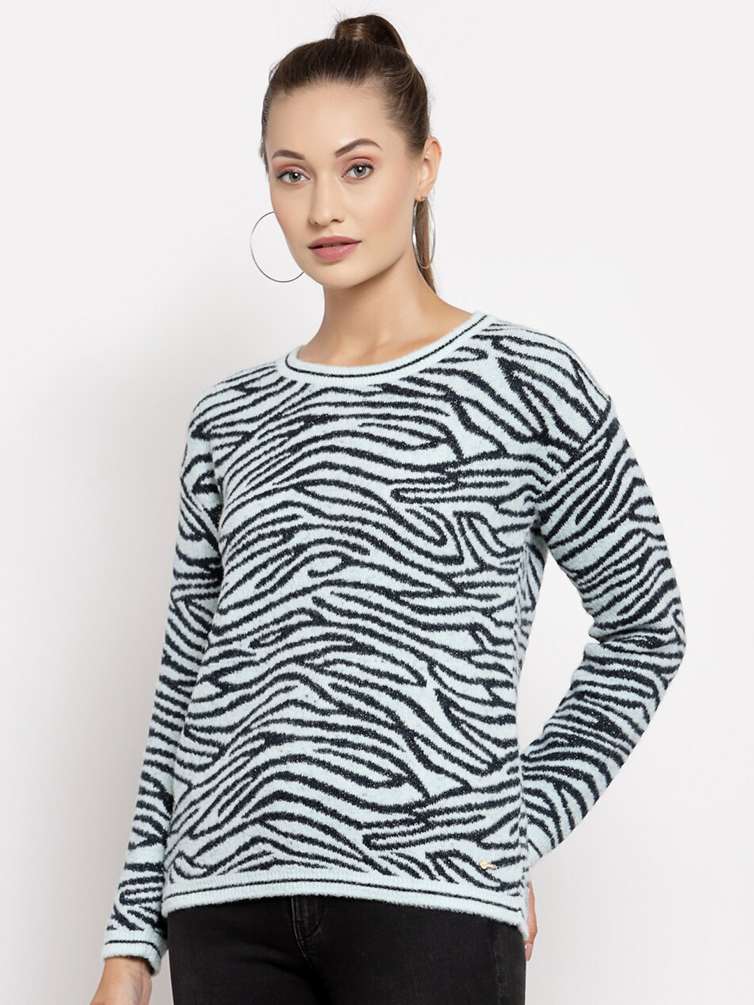 

Juelle Women Animal printed Pullover Sweater, Blue