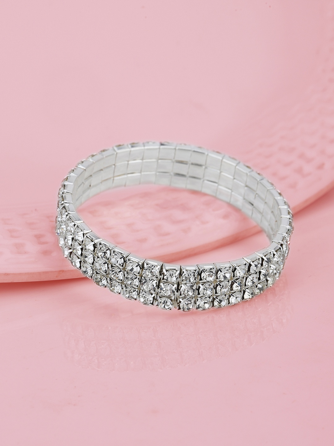 

Carlton London Women Cubic Zirconia Rhodium-Plated Bracelet, Silver