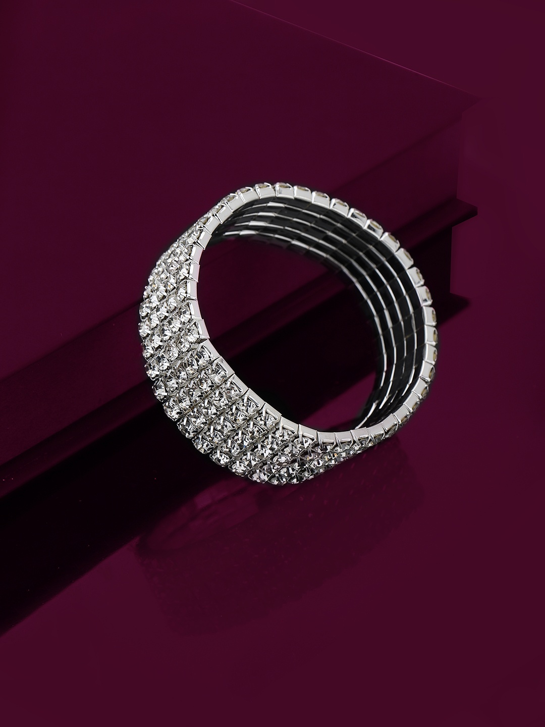 

Carlton London Women Cubic Zirconia Rhodium-Plated Bracelet, Silver