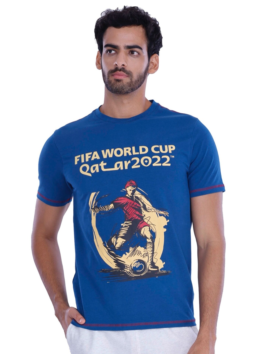 

FREECULTR Men Typography Printed Cotton T-shirt, Blue