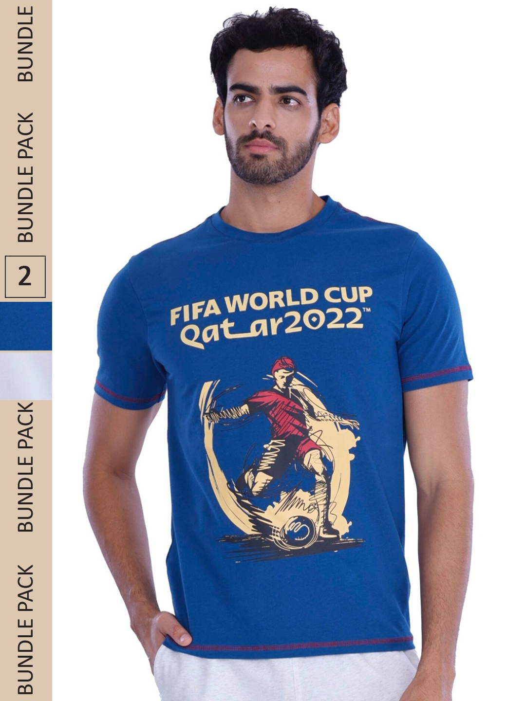 

FREECULTR Men Pack Of 3 Typography Printed Cotton T-shirt, Blue