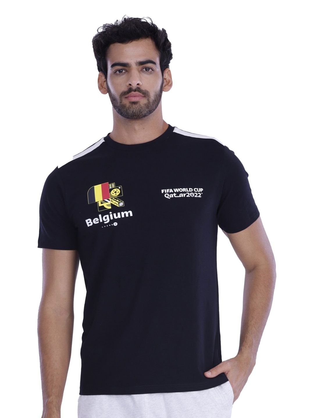

FREECULTR Men FIFA World Cup Qatar 2022 Print Cotton T-Shirt, Black