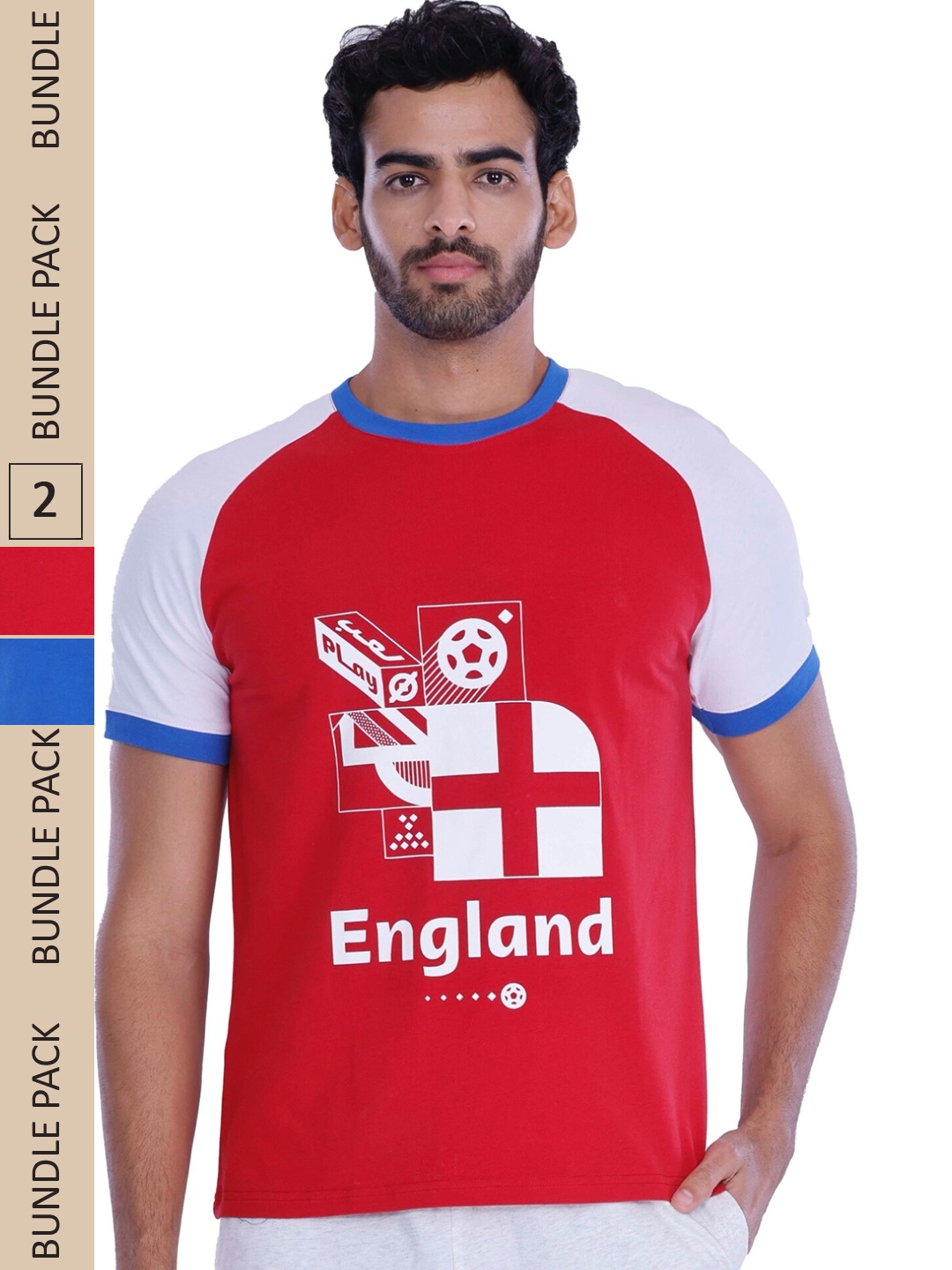 

FREECULTR Men 3 FIFA World Cup Qatar 2022 Print Cotton T-Shirt, Red