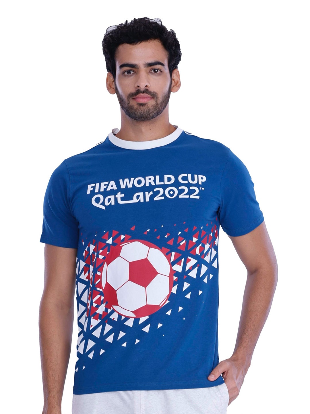 

FREECULTR Men Blue Printed Applique T-shirt
