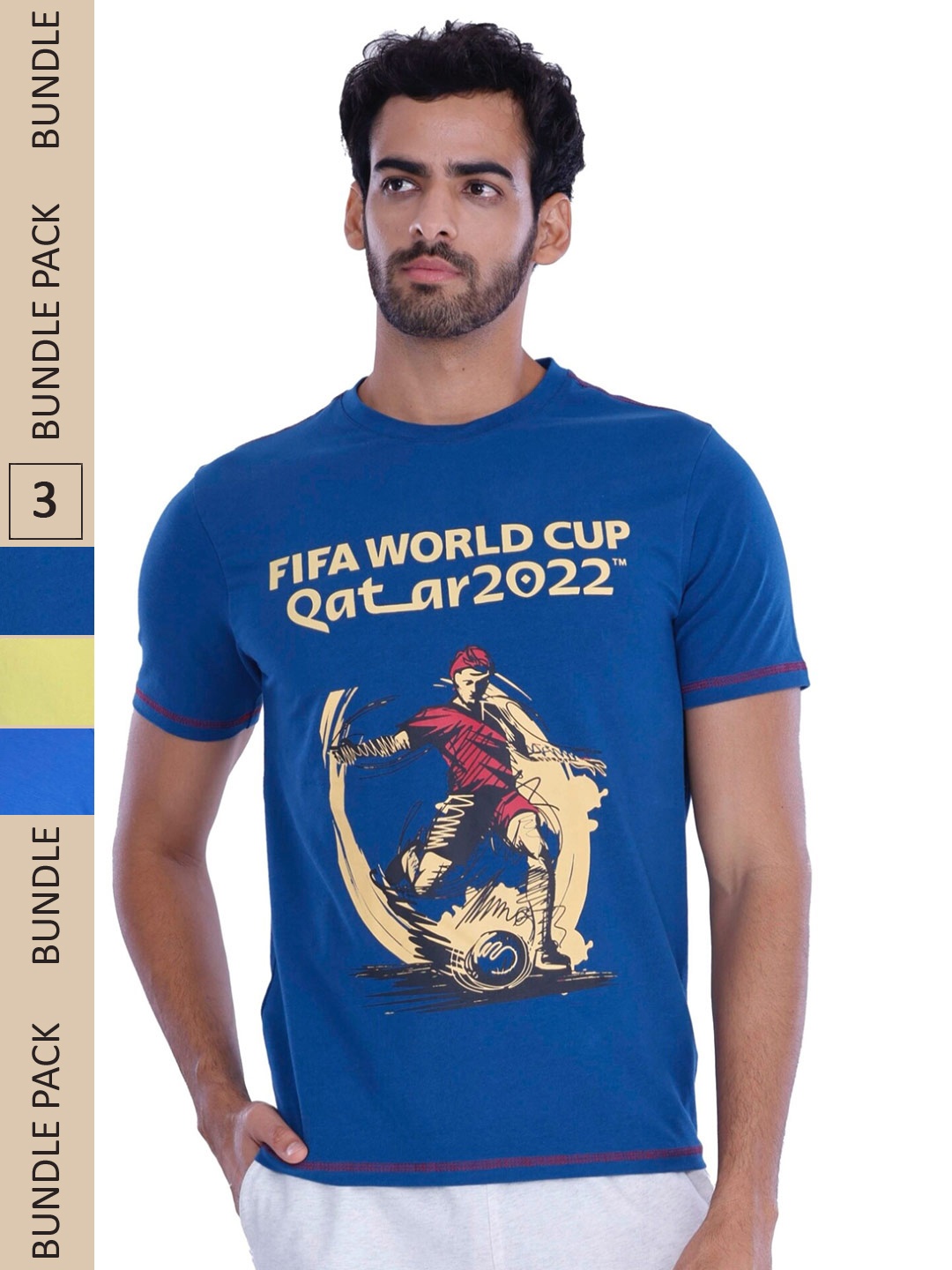 

FREECULTR Men Pack of 3Printed T-shirt, Blue