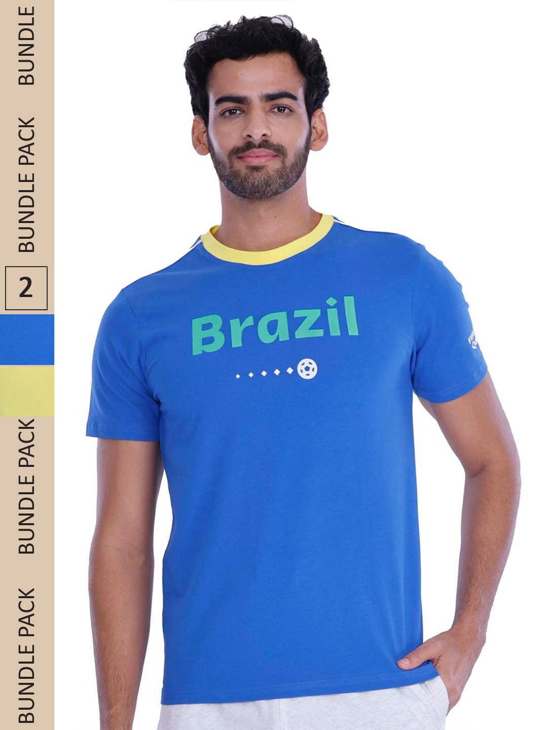 

FREECULTR Men Pack of 2 Graphic Printed Cotton T-shirt, Blue